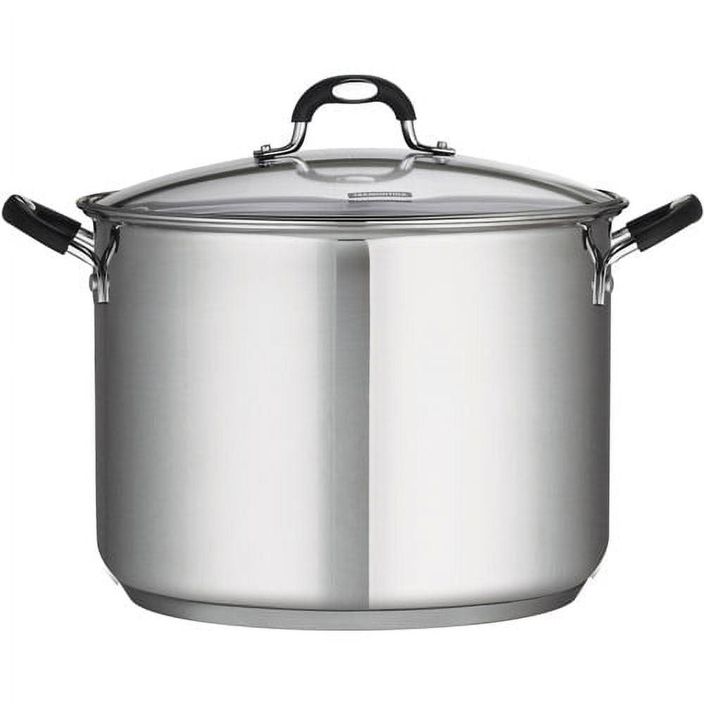 16 Quart Stainless Steel Induction-Safe Stock Pot with Glass Lid