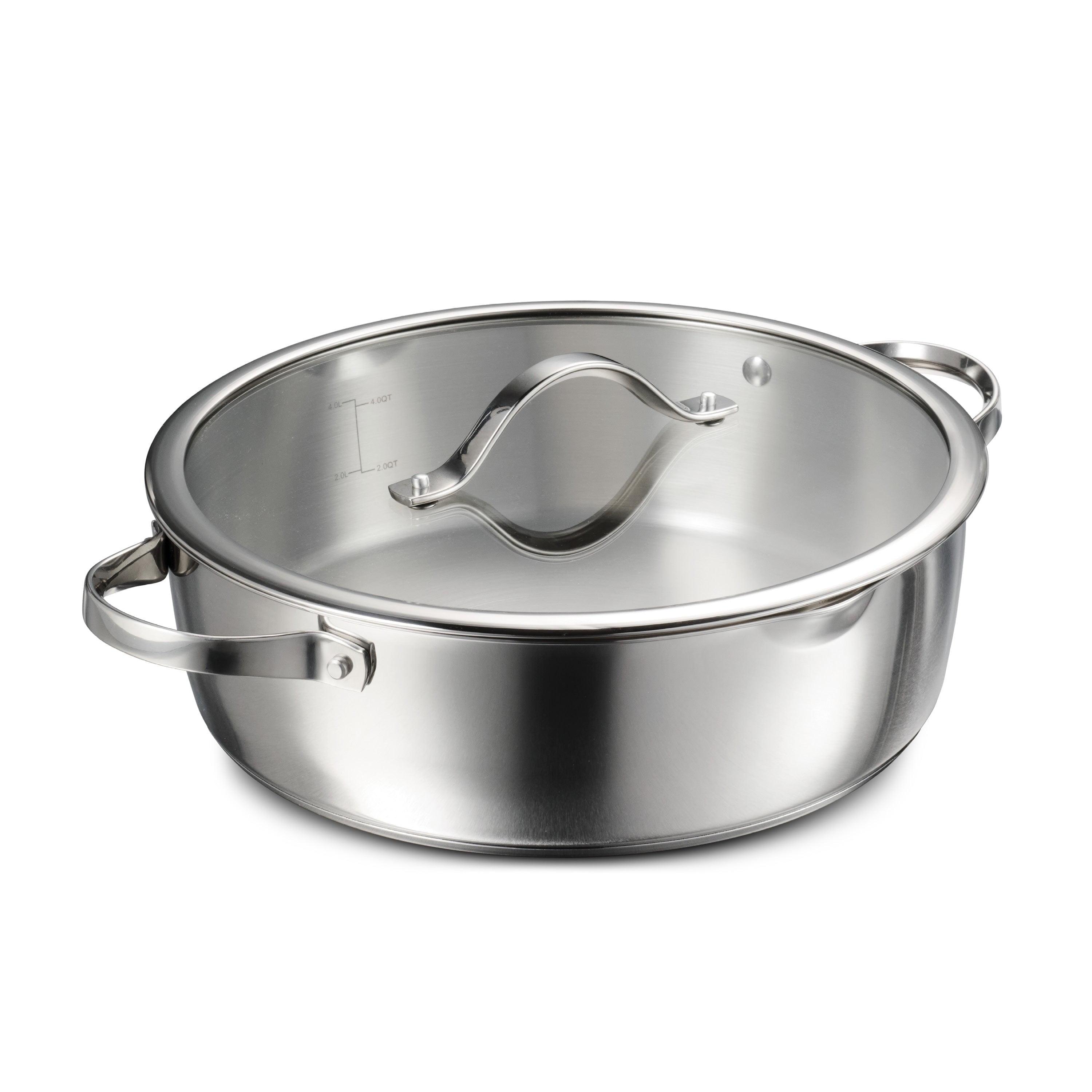 Tramontina Tramontina Tempo Tri-Ply Base Stainless Steel 6-Quart Braiser Pan with Glass Lid, Induction-Ready, Oven-Safe, Dishwasher-Safe