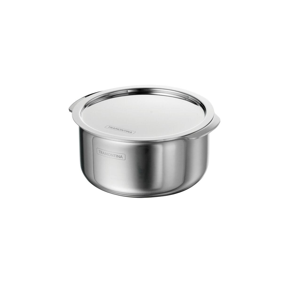 Tramontina Tramontina Utsava Tri-Ply Clad Stainless Steel Tope with Lid, Patila Pot for Indian Cooking