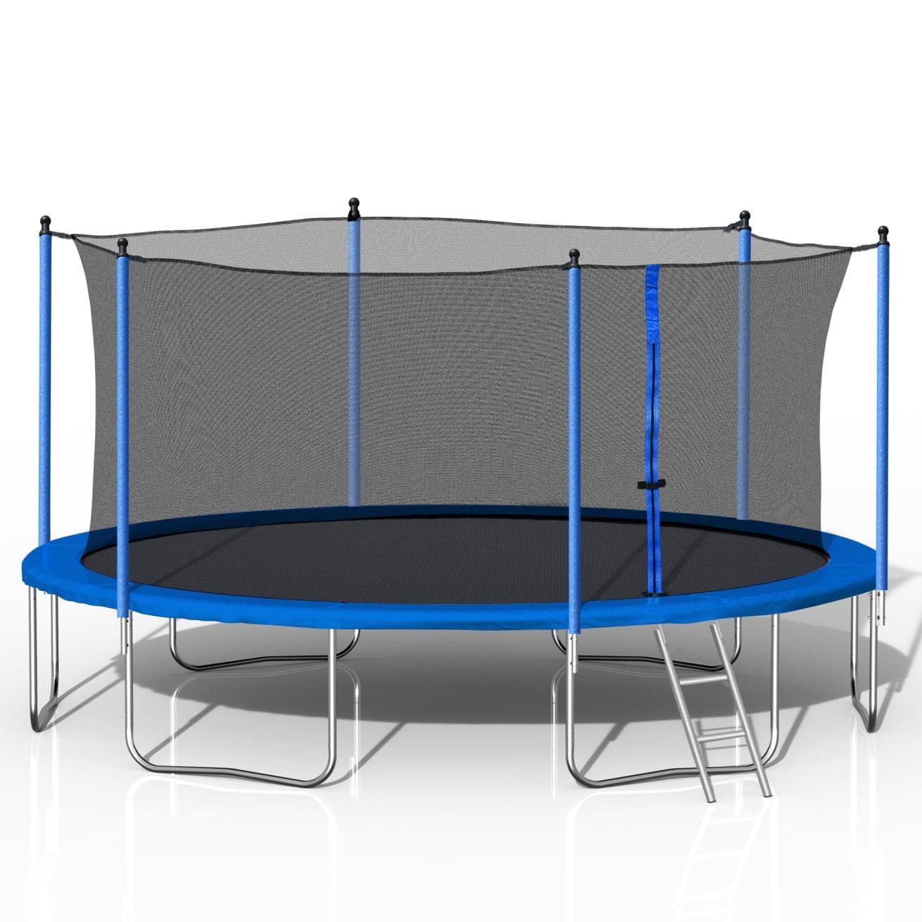 Trampoline, 14FT Trampoline with Safety Enclosure Net, Trampoline Outdoor with Ladder, Heavy Duty Jumping Mat and Spring Cover Padding for Kids and Adults