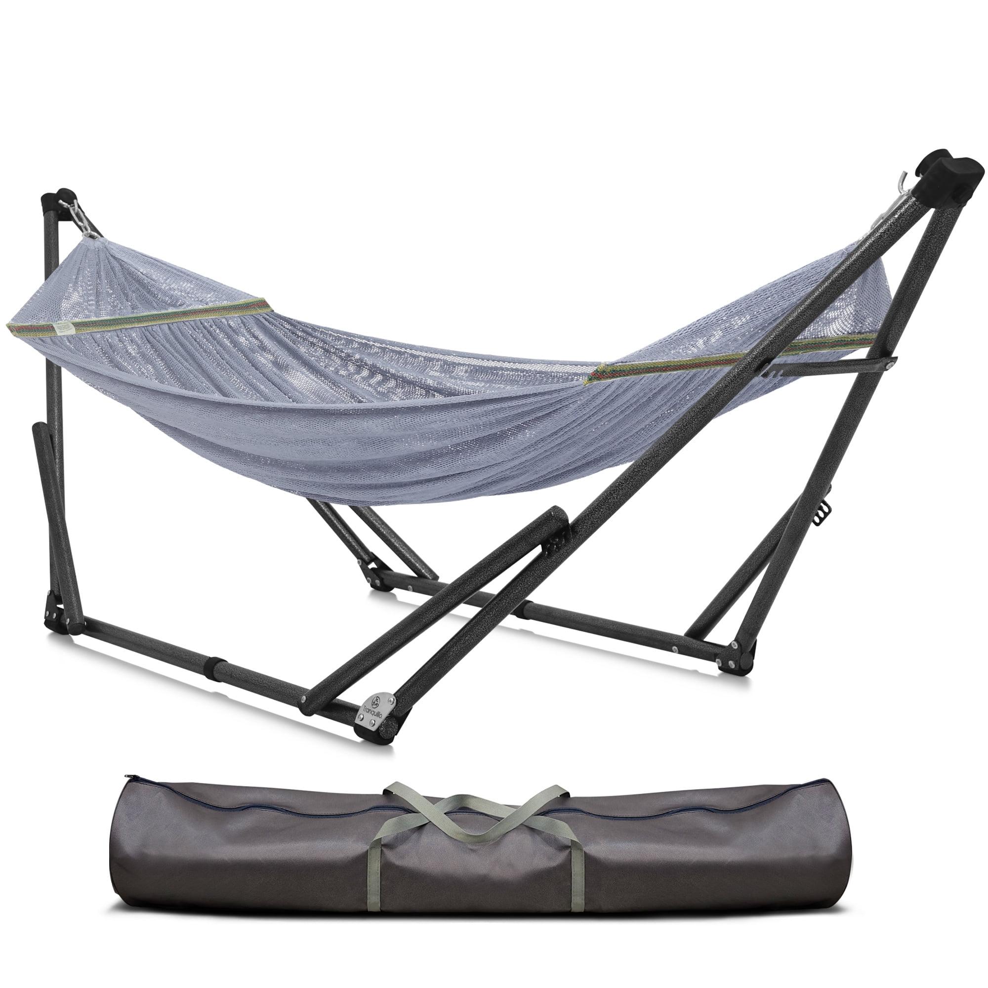 Gray Foldable Hammock with Sturdy Stand and Carry Bag