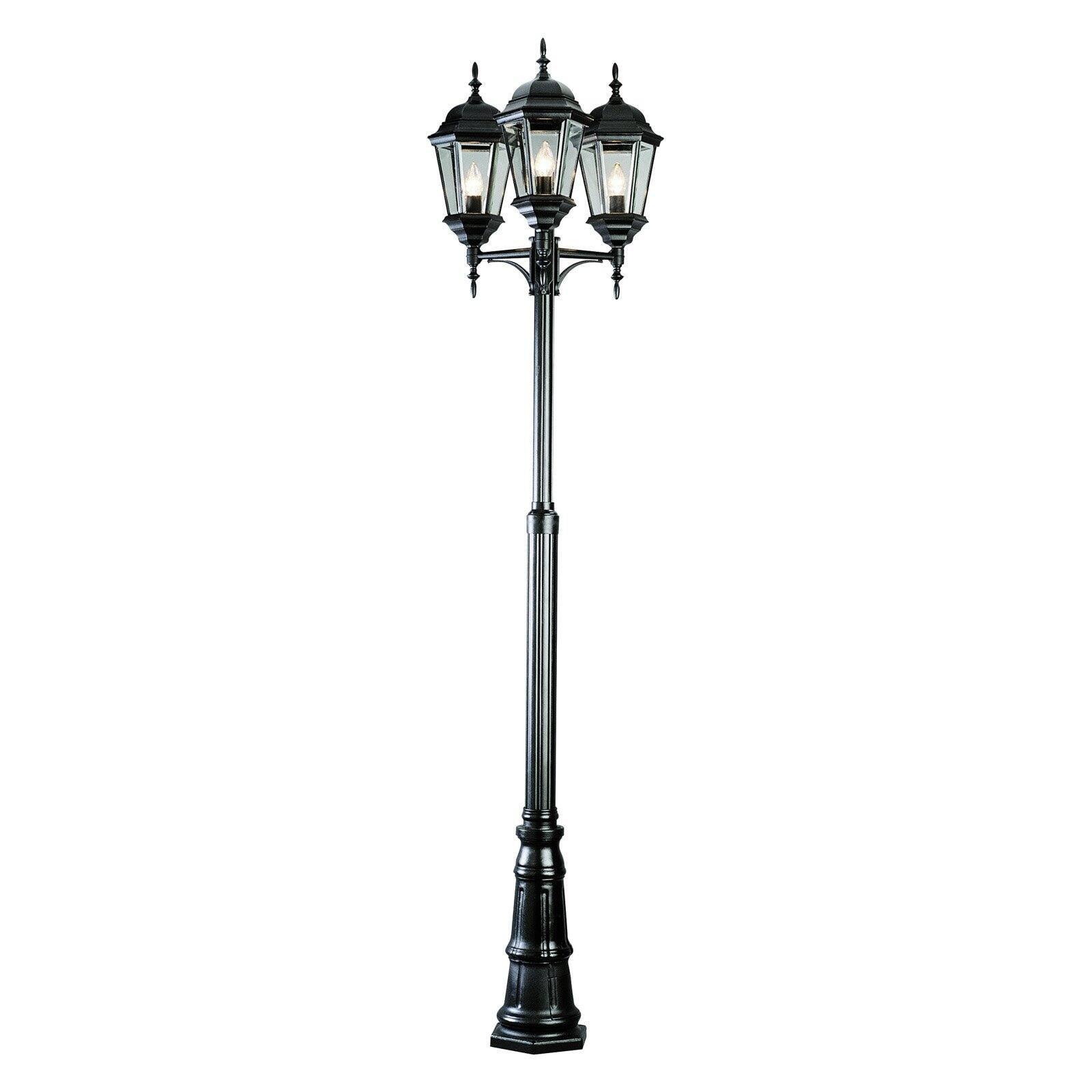 Classical Black Cast Aluminum 98" Outdoor Lamp Post with Clear Glass