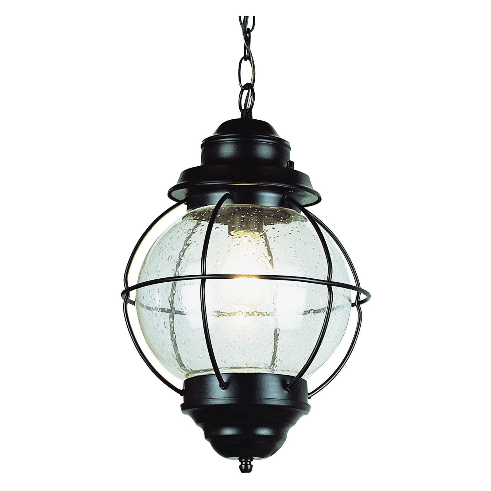 Black Seeded Glass Nautical Outdoor Hanging Lantern