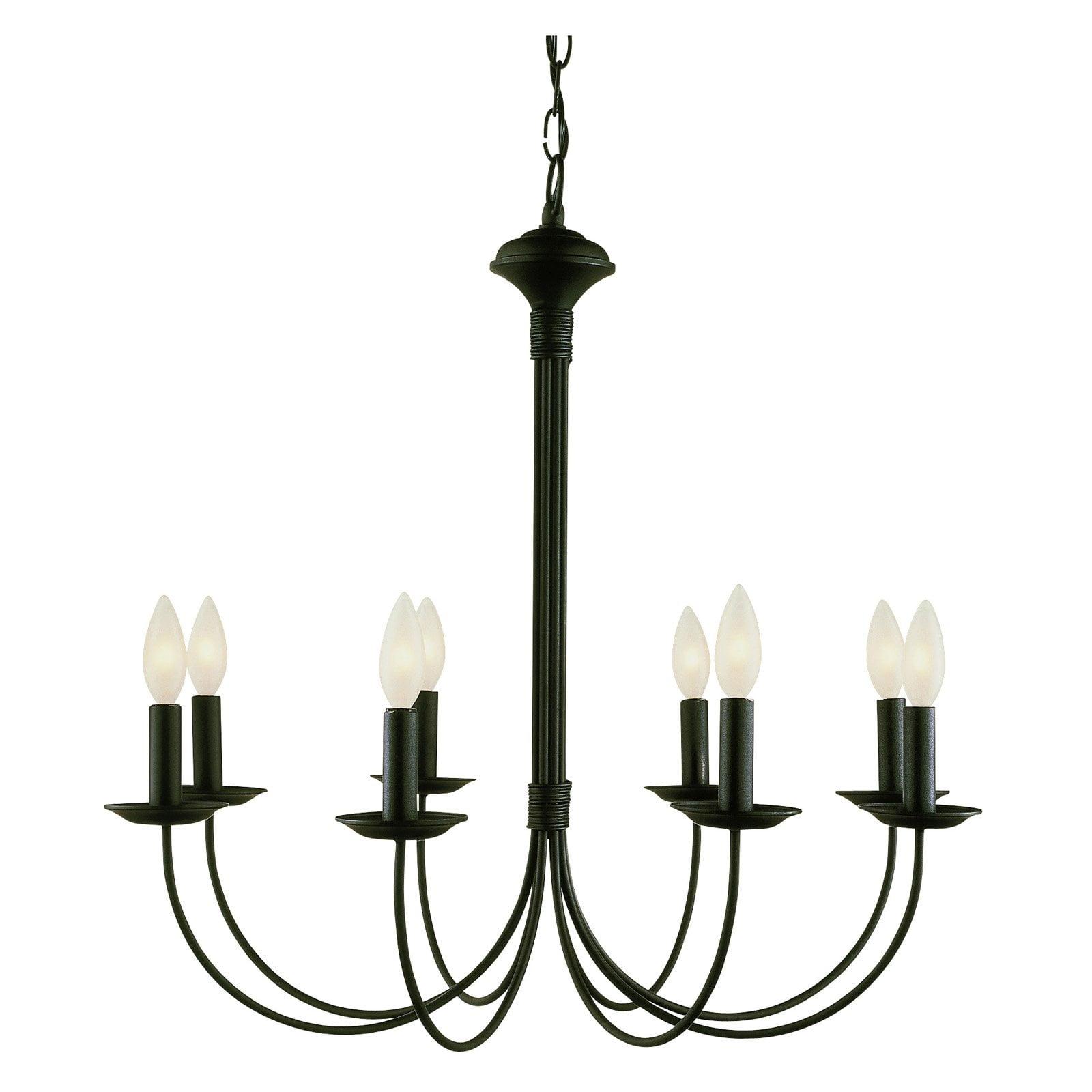 Elegant Colonial Black Metal 8-Light Candle Chandelier