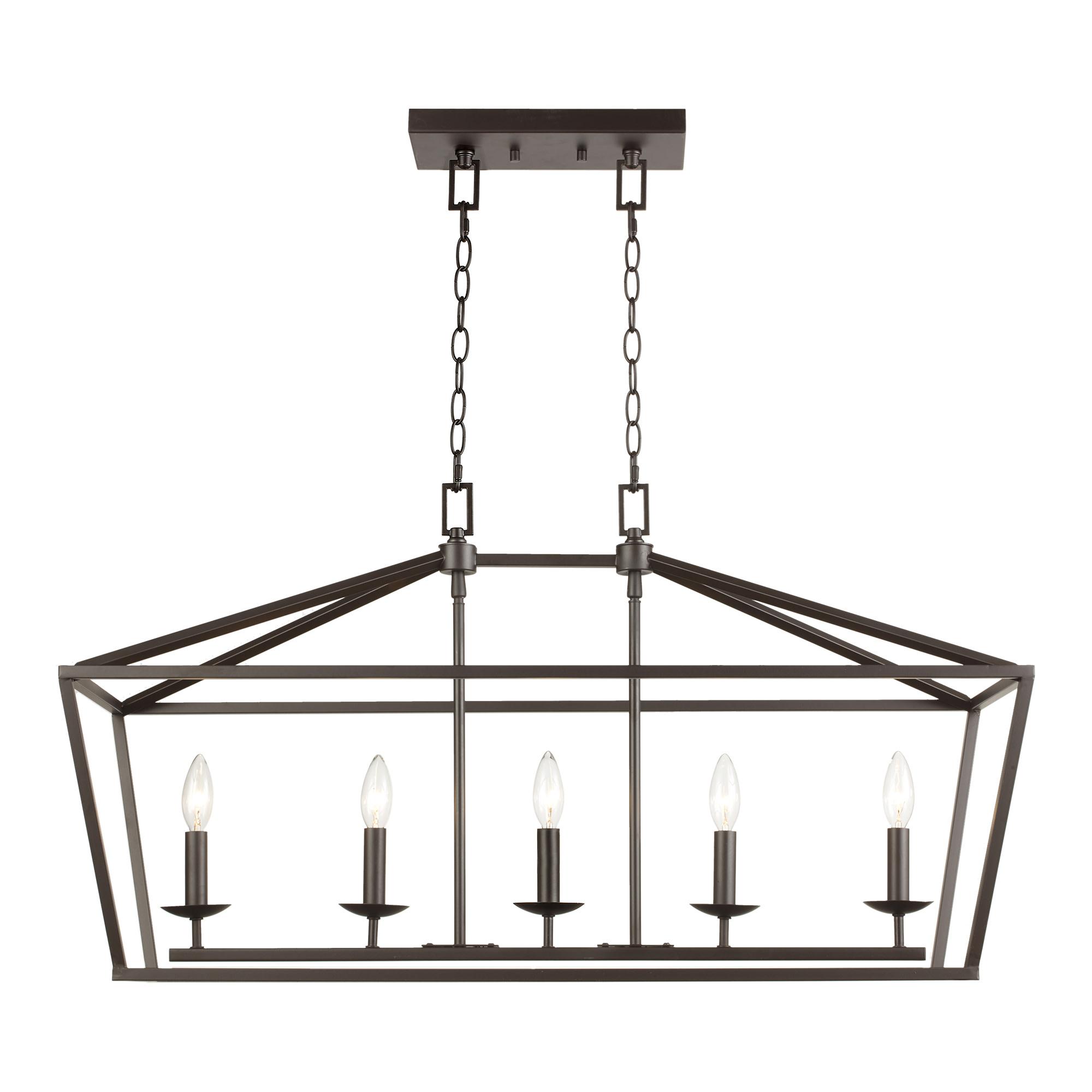 Lacey 5-Light Rubbed Oil Bronze Taper Candle Linear Chandelier