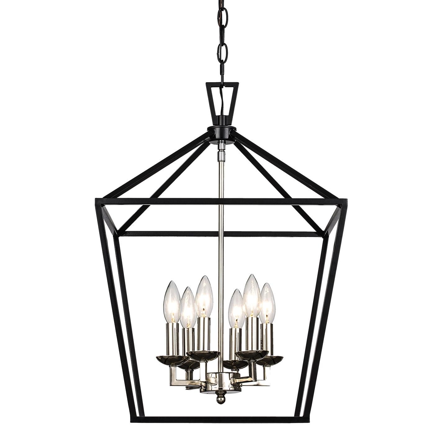 Black Metal 6-Light Lantern Chandelier