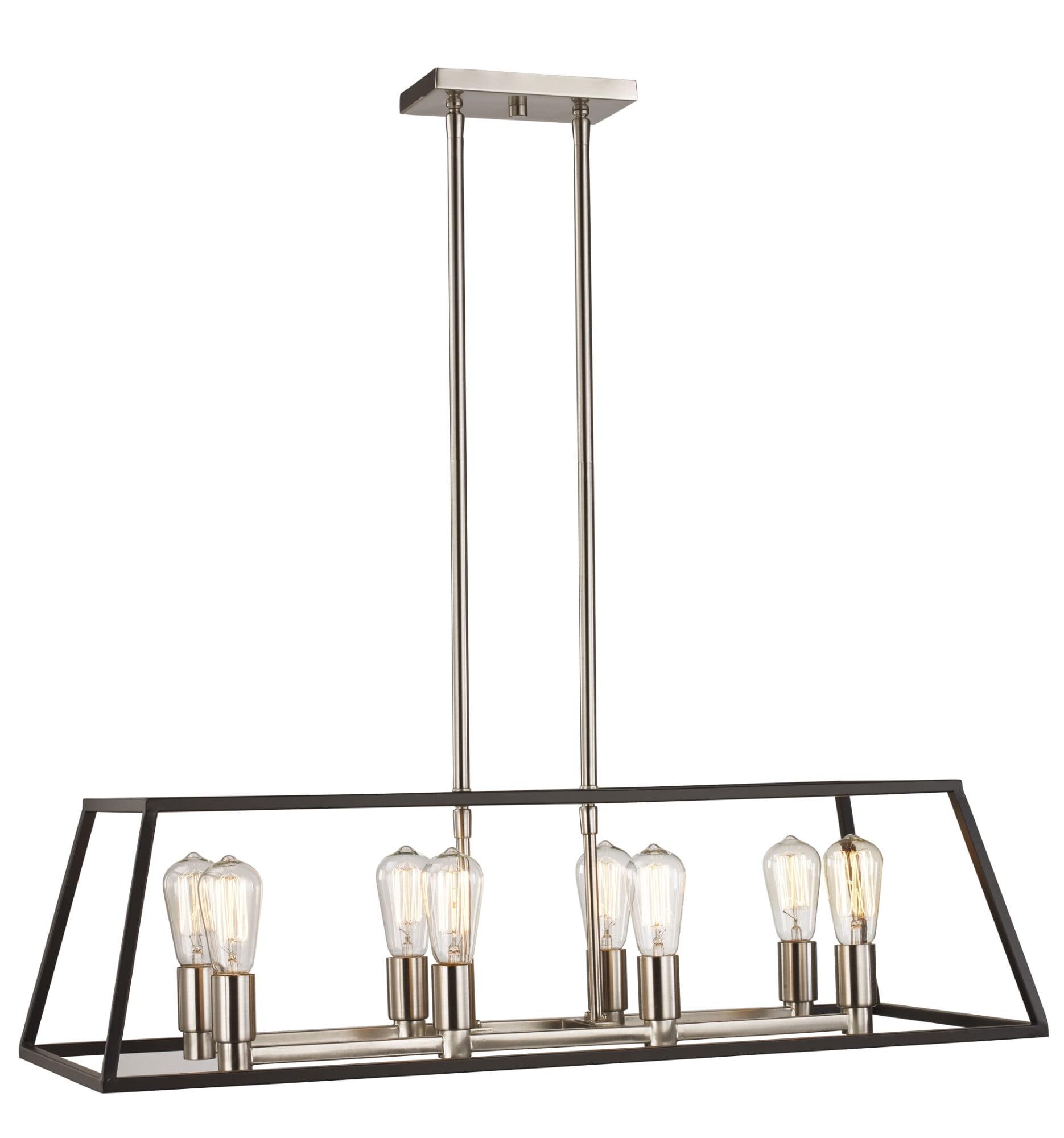 Brushed Nickel 35" Industrial Cage Linear Chandelier