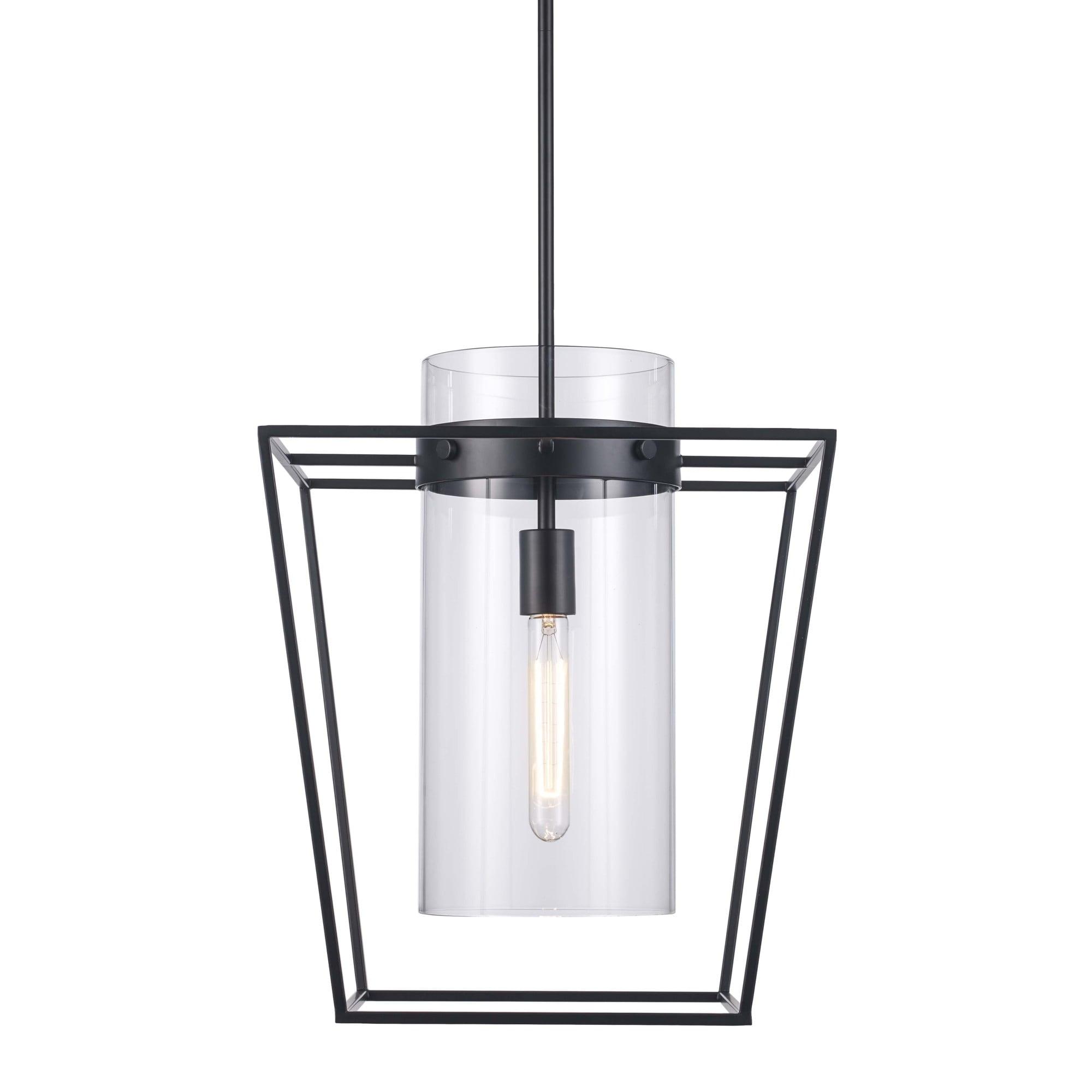 Nova 1-Light Mini Pendant with Clear Glass Shade - Black