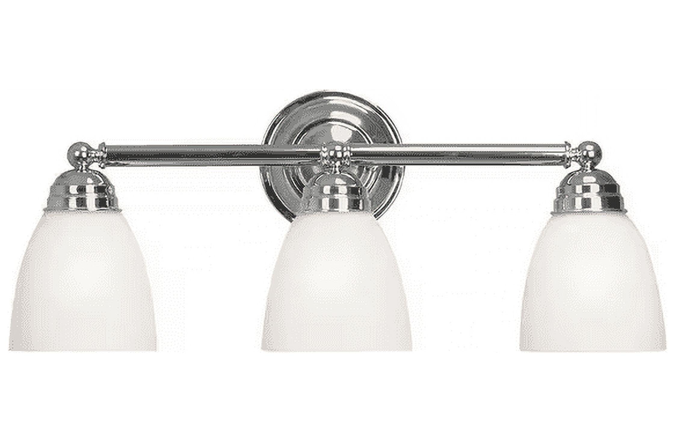 Ardmore Polished Chrome 3-Light Vanity Bar with Frosted Glass Shades