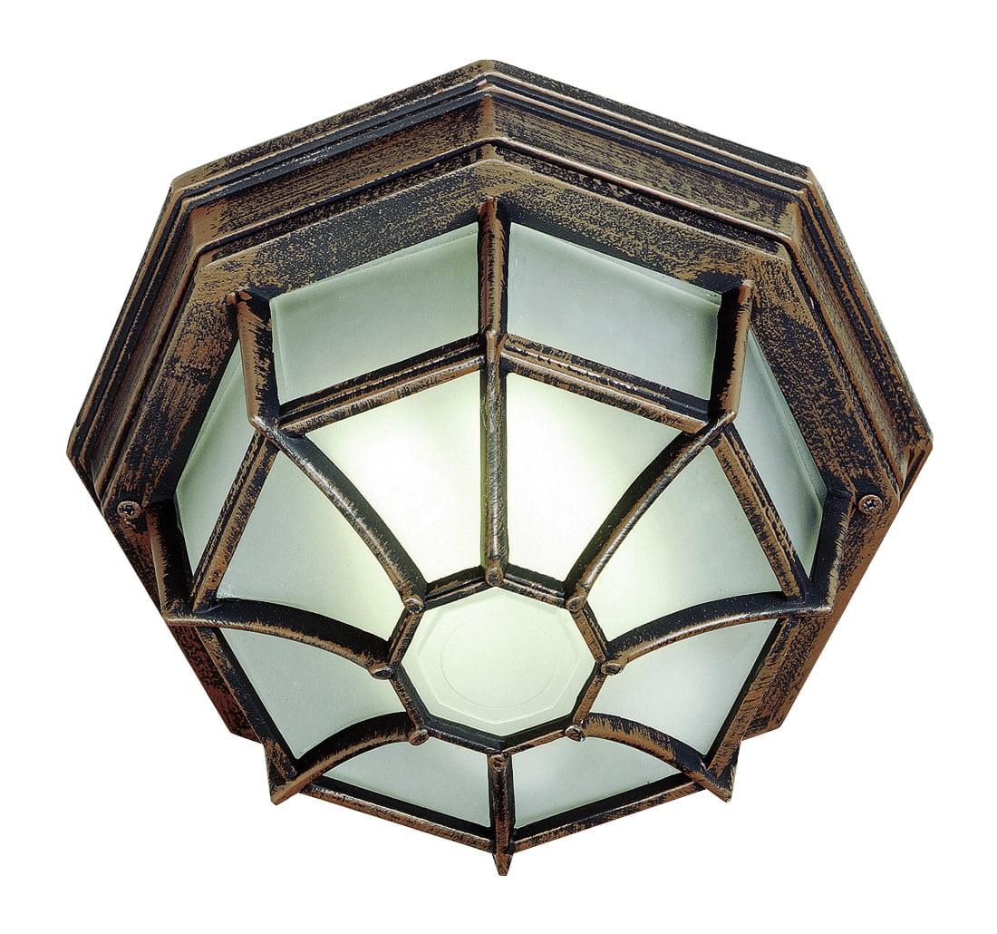 Trans Globe Lighting 40582 Wagon Wheel 1 Light Outdoor Flush Mount Ceiling Fixture - Rust