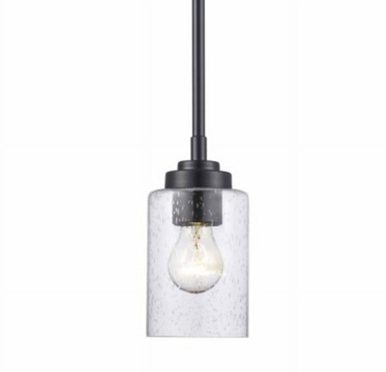 Black Mini Glass Drum Pendant Light with Adjustable Cord