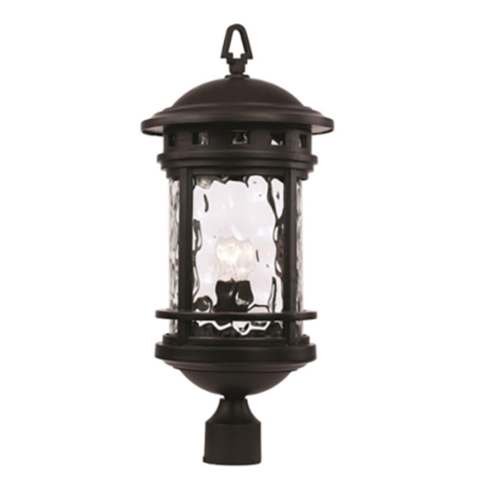 Mission Silica Water-Glass 18.5" Black Outdoor Post Lantern