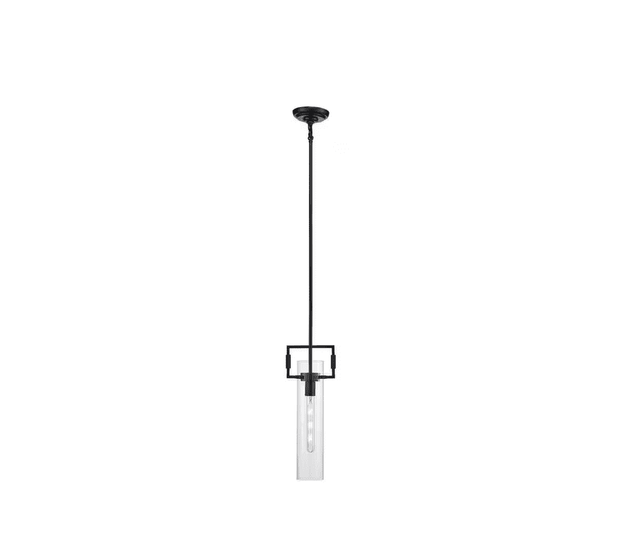 Mie 7" Black Contemporary Mini Pendant with Clear Glass Shade