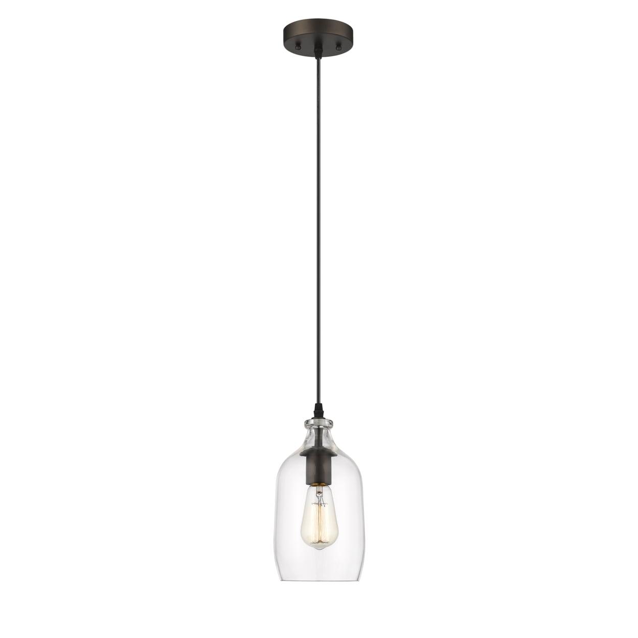 Rubbed Bronze and Glass Mini Ceiling Pendant Light