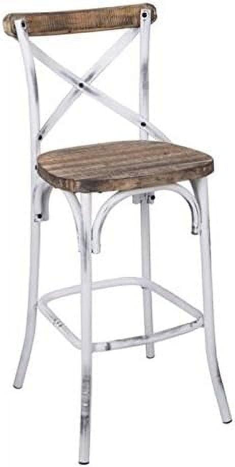 Transitional Metal Bar Stool In Walnut/Antique White