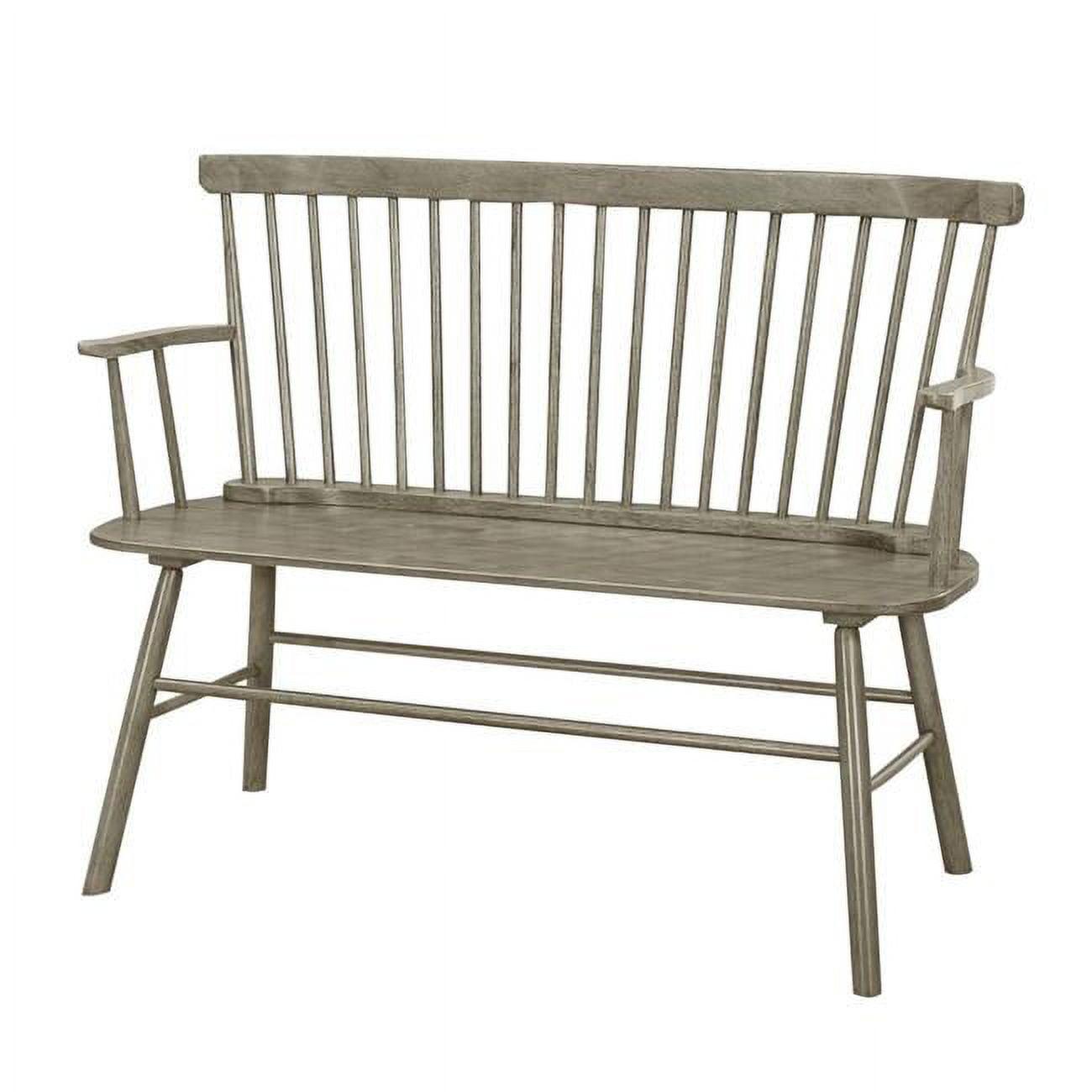 Gray Solid Wood Spindle Back Bench with Splayed Legs, 48"