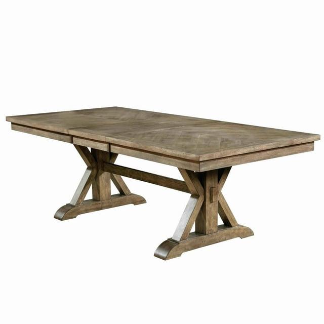 Mesa de Comedor de Madera de Estilo Transicional con Base de Caballete, Marrón