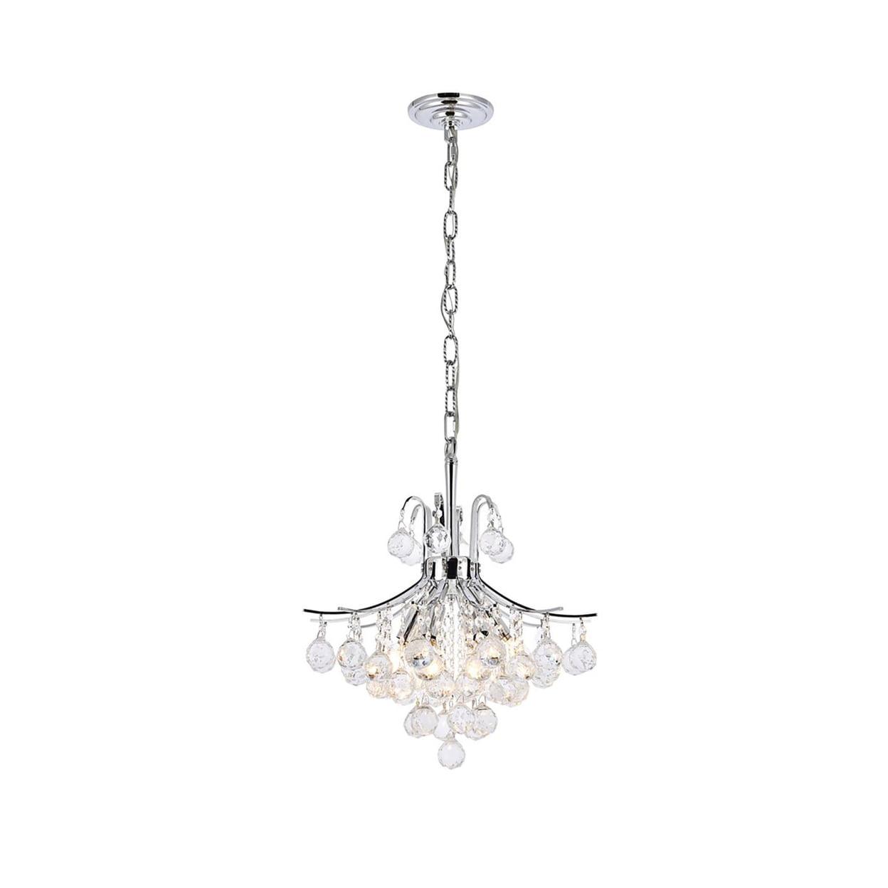 Elegant 6-Light Chrome Pendant with Clear Royal Cut Crystals