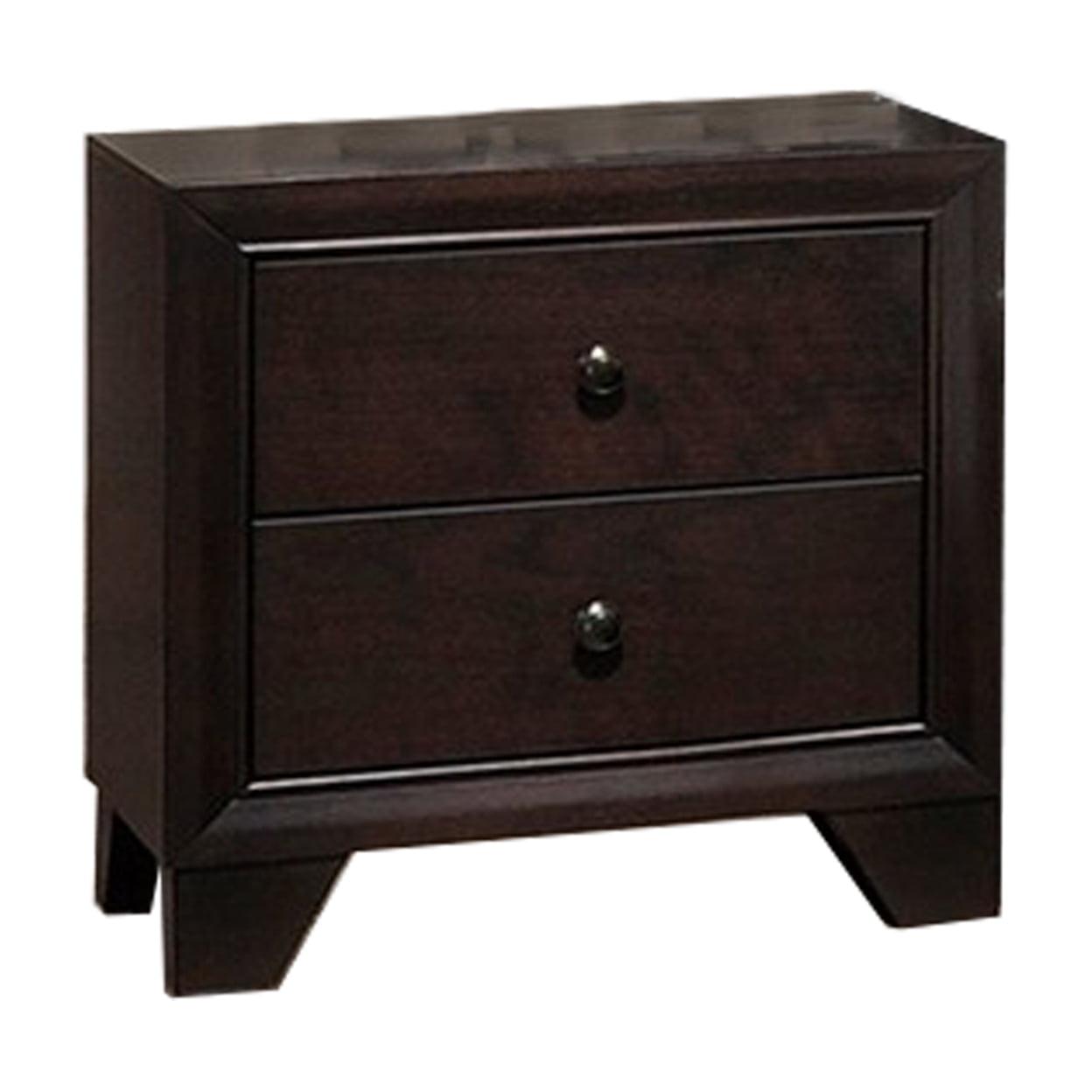 Transitional Brown Wooden Nightstand with Chamfered Legs and Spacious Drawers