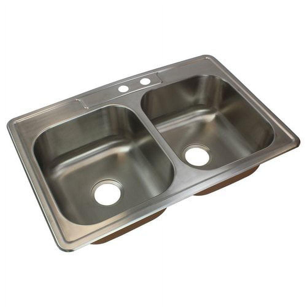 Transolid 33'' Stainless Steel Double Bowl Drop-In Kitchen Sink