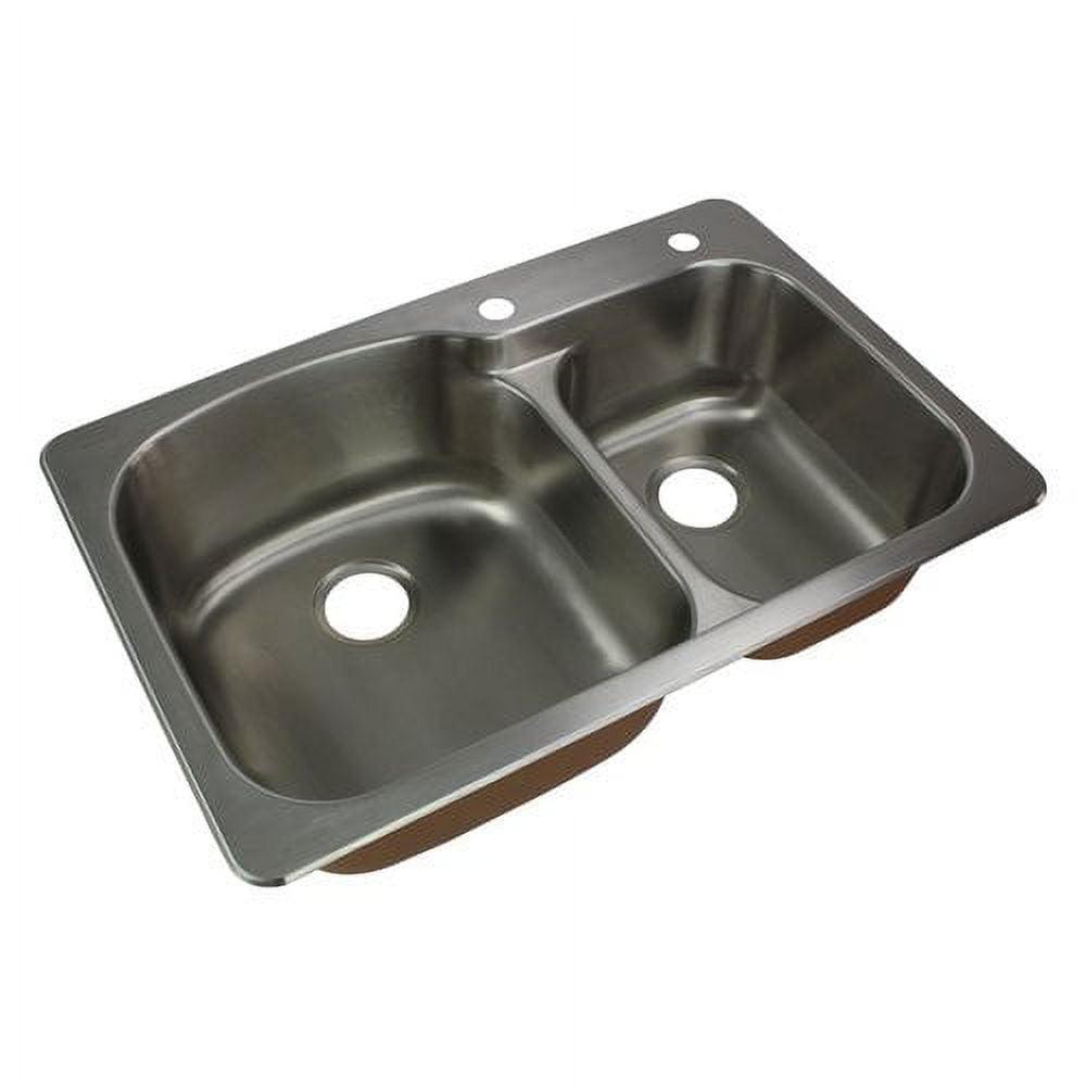 33'' Brushed Stainless Steel Double Bowl Drop-In Kitchen Sink