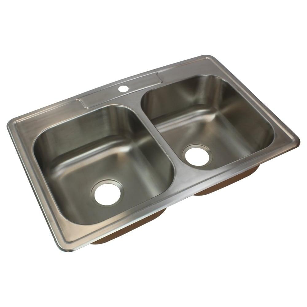 33'' L Drop-In Double Bowl Stainless Steel Kitchen Sink