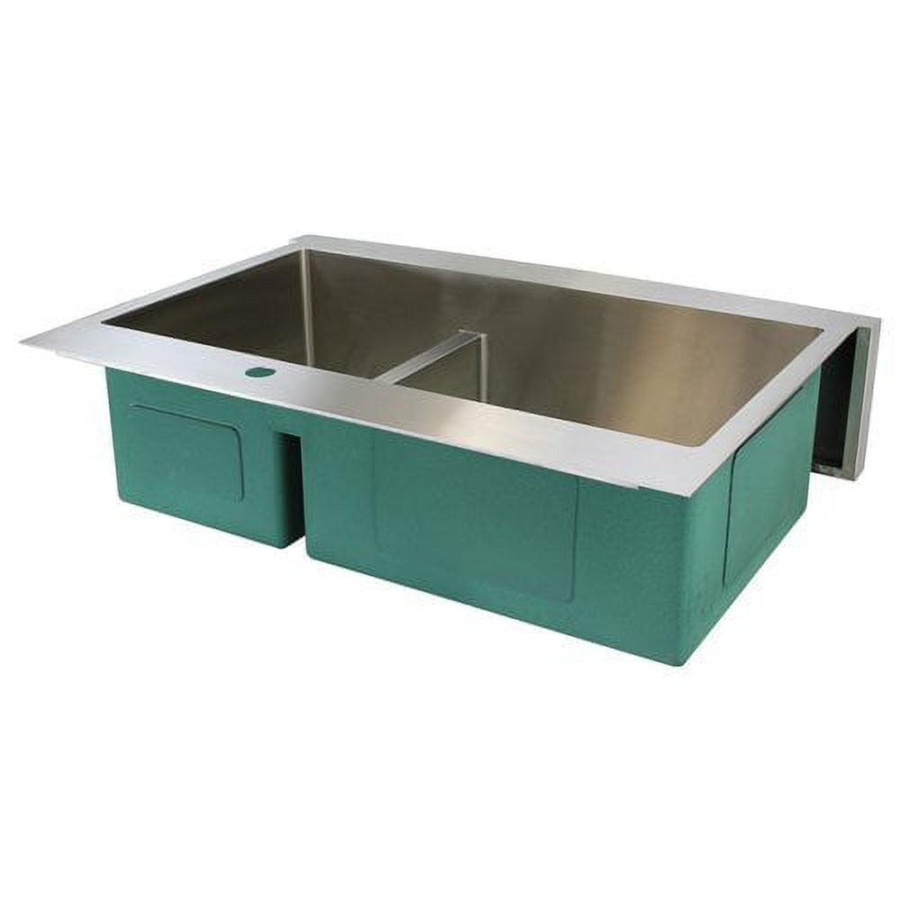 Diamond 35.5'' Brushed Stainless Steel Double Bowl Farmhouse Sink