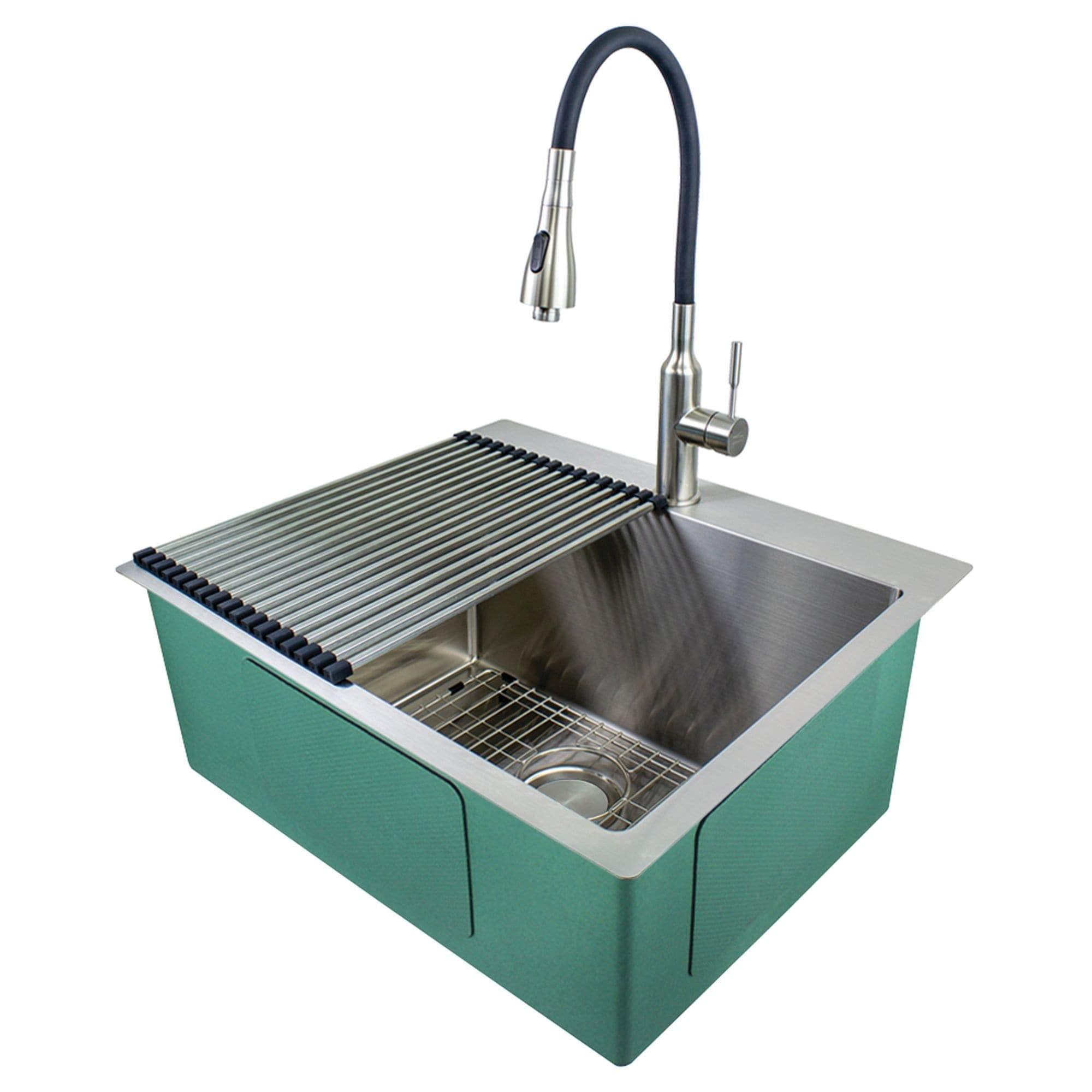 25'' Silver Stainless Steel Drop-In Undermount Laundry Sink