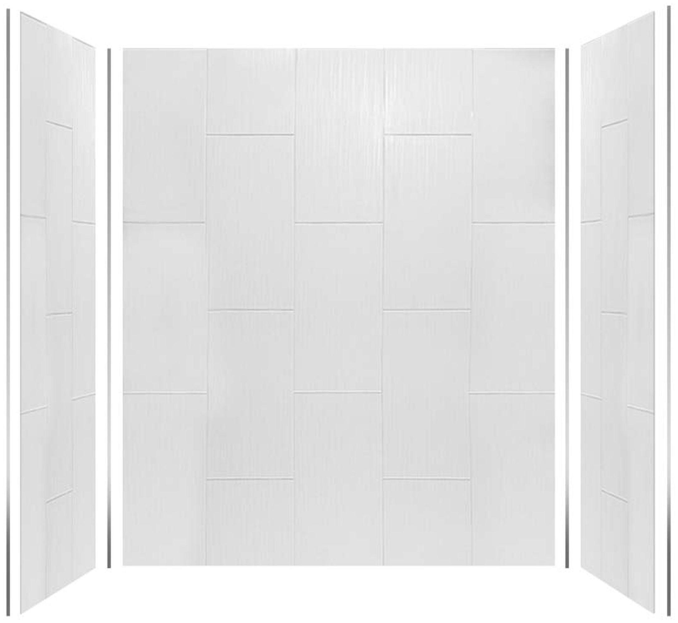 Prodigy 72" High x 60" Wide White Tile Shower Wall Panels