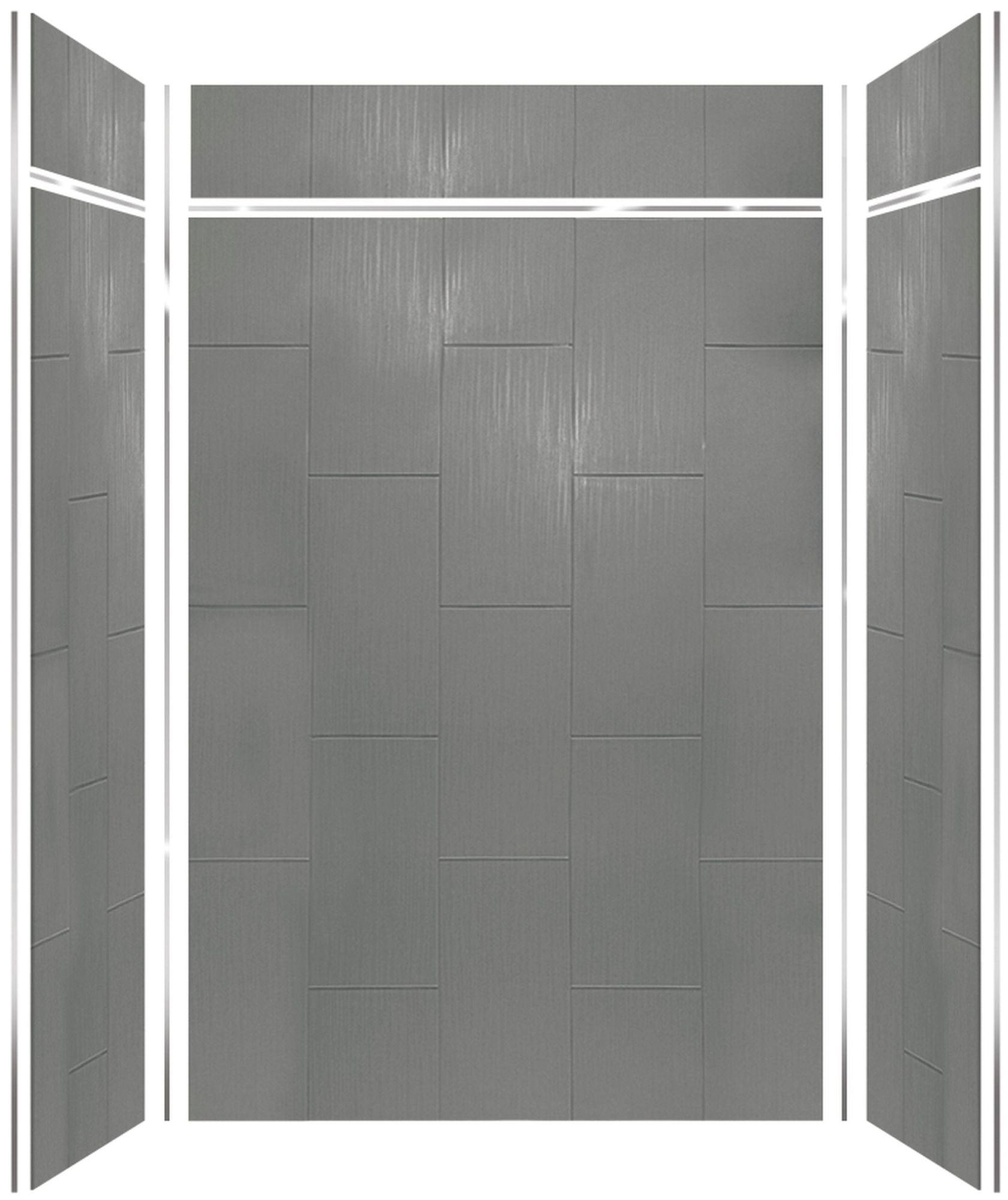 Transolid Dark Grey Vertical Tile 96" x 60" Shower Wall Kit