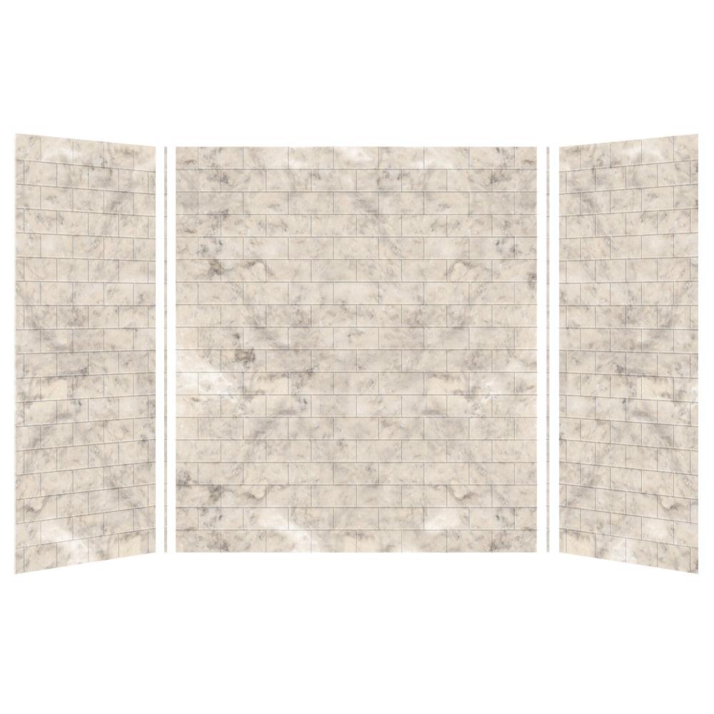 SaraMar Sand Creme 60''x36'' Subway Tile 3-Piece Shower Wall Kit
