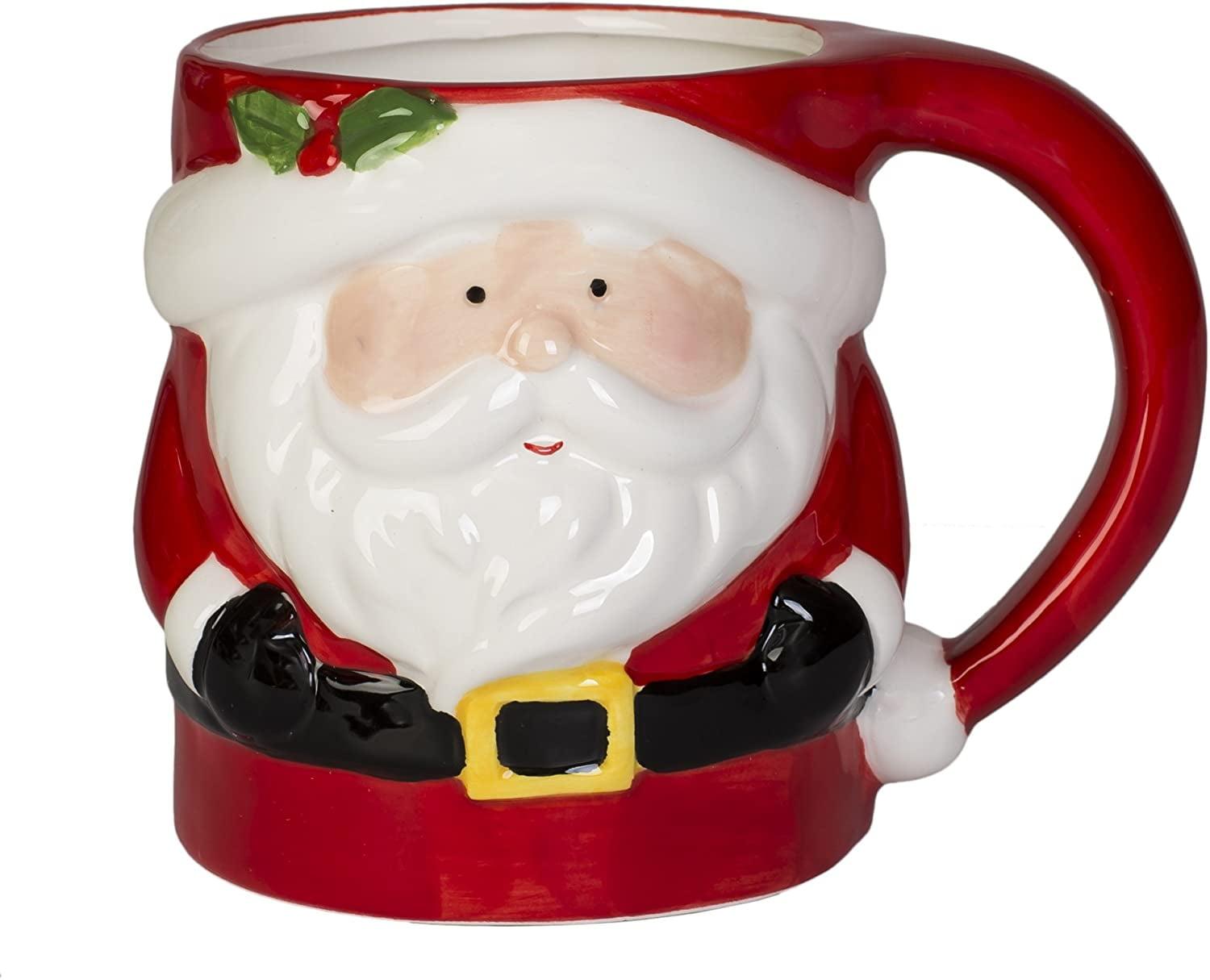 Santa Holiday Red Ceramic Christmas Coffee Mug, 12 Ounces