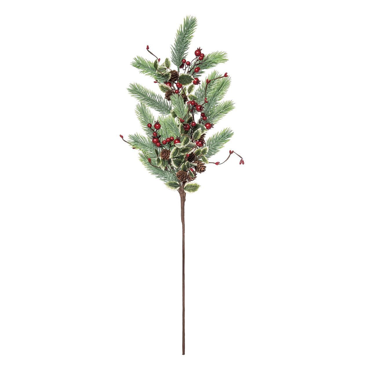 Transpac Metal 29 in. Green Christmas Christmas Fir and Berry Spray