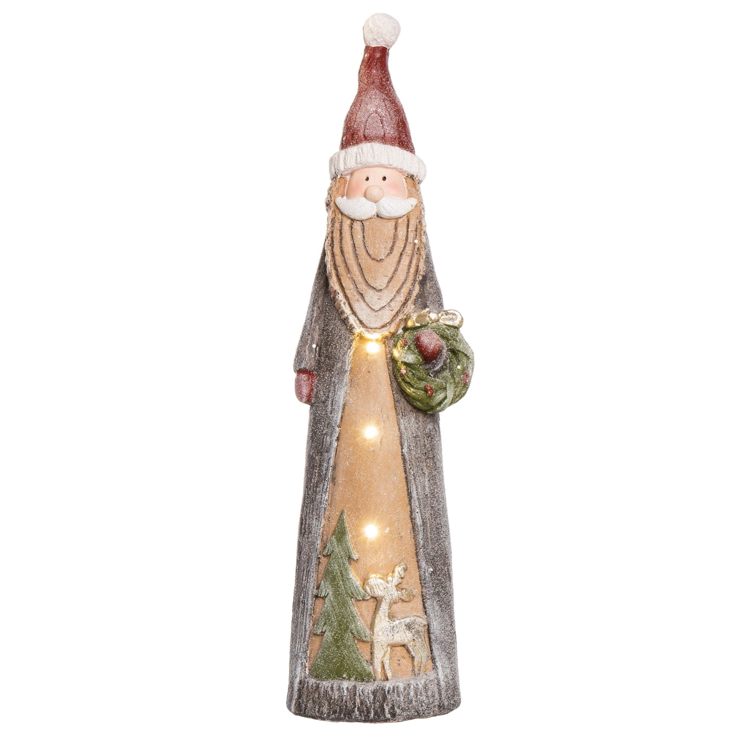 Transpac Resin 23.5 in. Multicolored Christmas Light Up Snowy Santa/Snowman Decor