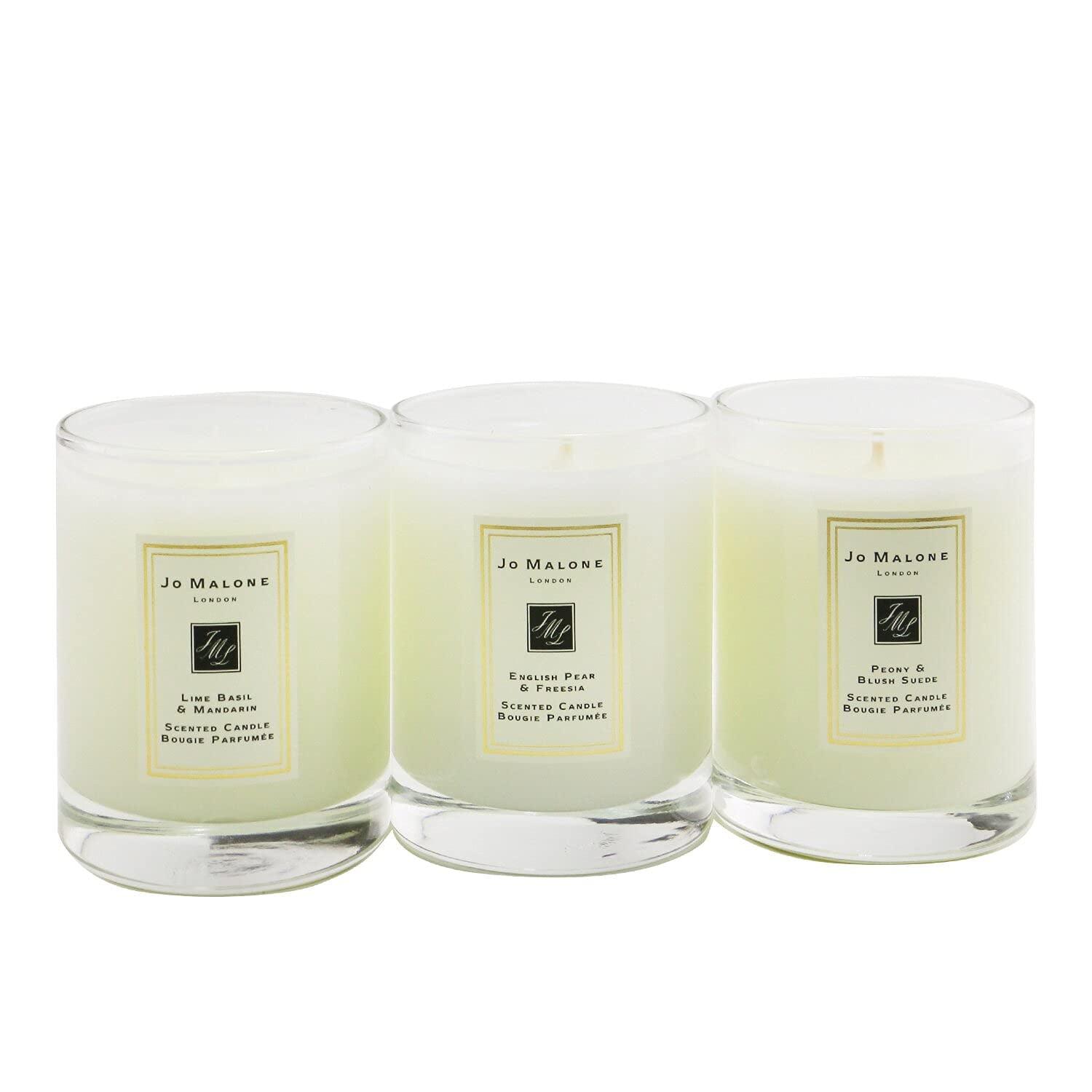 - Travel Candle Collection Lime Basil & Mandarin - English Pear & Fresia - Peony & Blush Suede Each 2oz