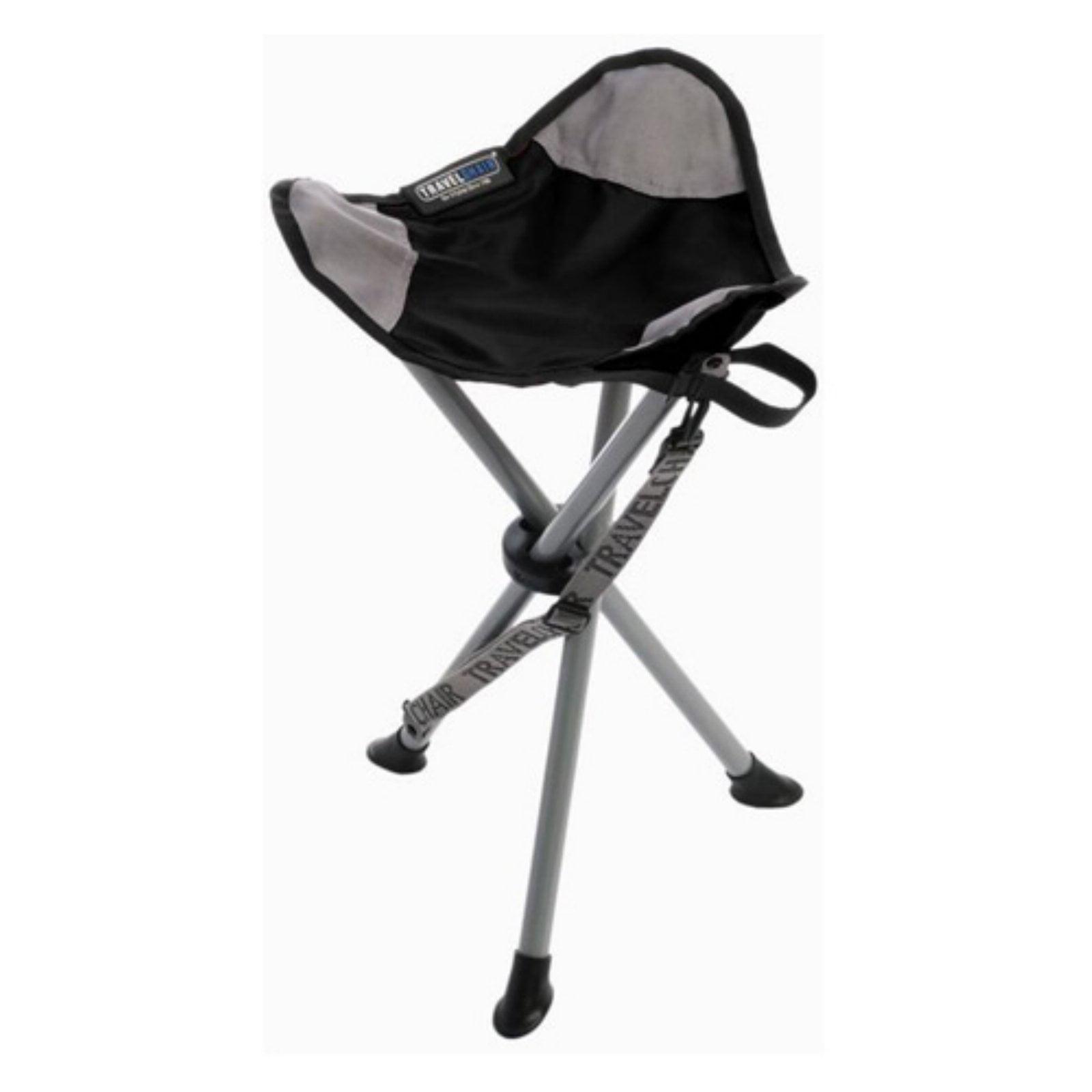 Compact Black Polyester and Metal Camping Chair with Carry Strap