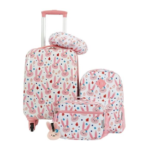 Travelers Club Kids' 5pc Hardside Checked Spinner Luggage Set - Bunny