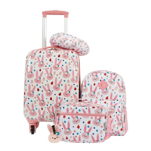 Travelers Club Kids' 5pc Hardside Checked Spinner Luggage Set - Bunny