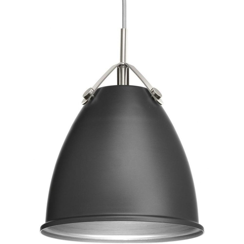 Progress Lighting Tre 1-Light Mini-Pendant, Steel, Graphite, Parchment-Finish Glass Shade