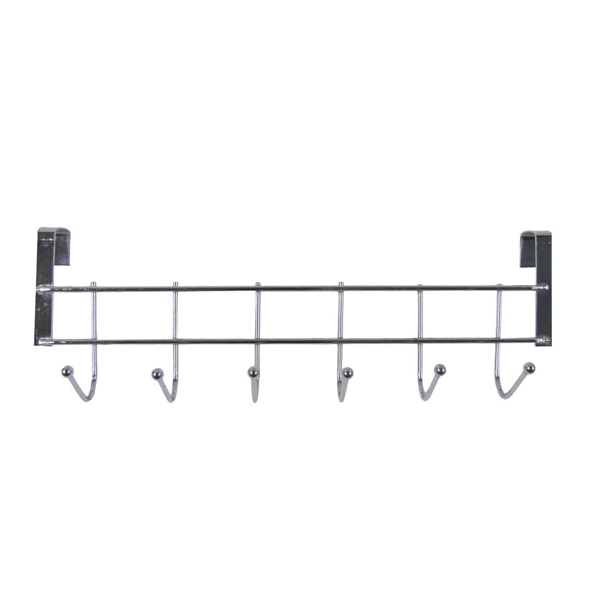 Chrome Over-the-Door 6-Hook Towel and Coat Rack