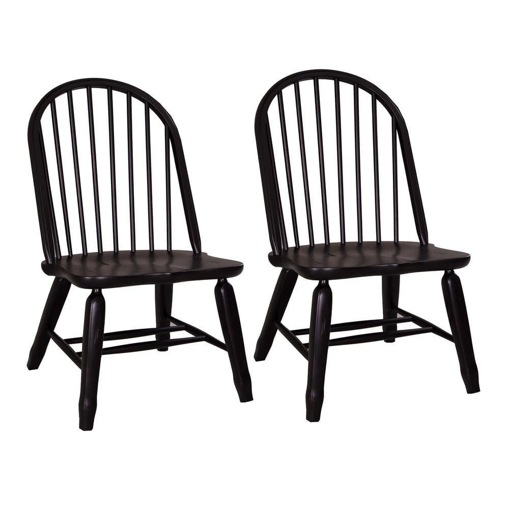 Black Wood Bow Back Side Chair, 40.66" Tall