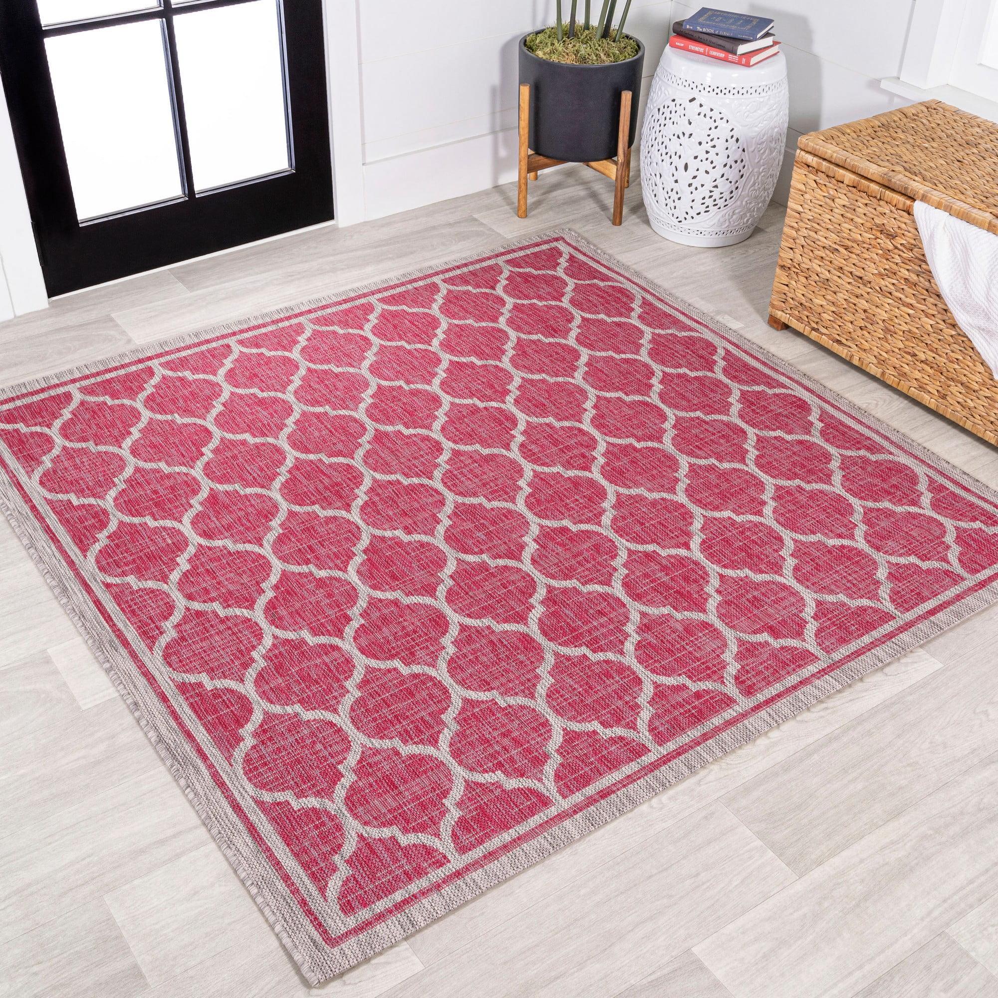 Trebol Moroccan Trellis Textured Weave Indoor/Outdoor Area Rug - JONATHAN Y