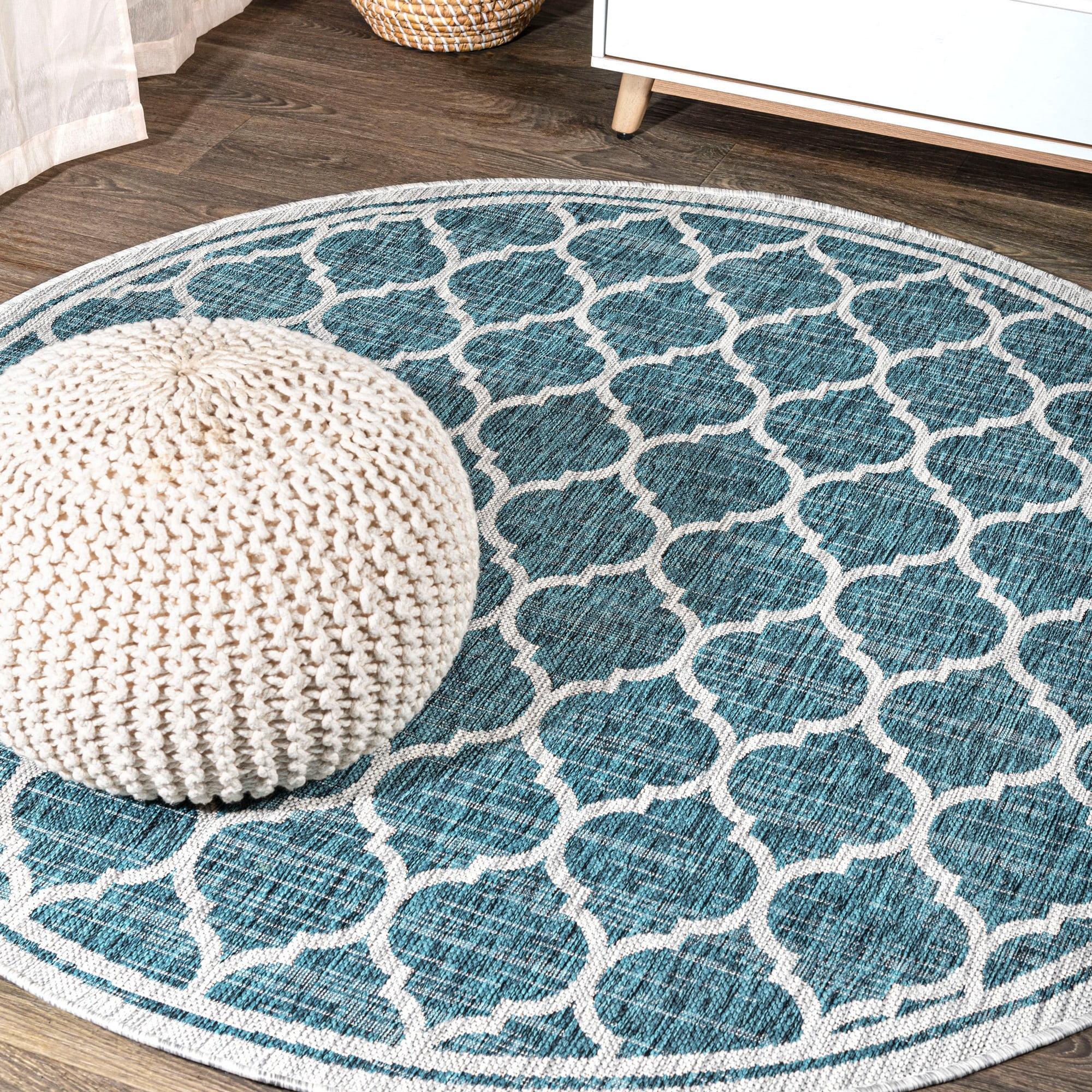 Trebol Moroccan Trellis Textured Weave Indoor/Outdoor Area Rug - JONATHAN Y