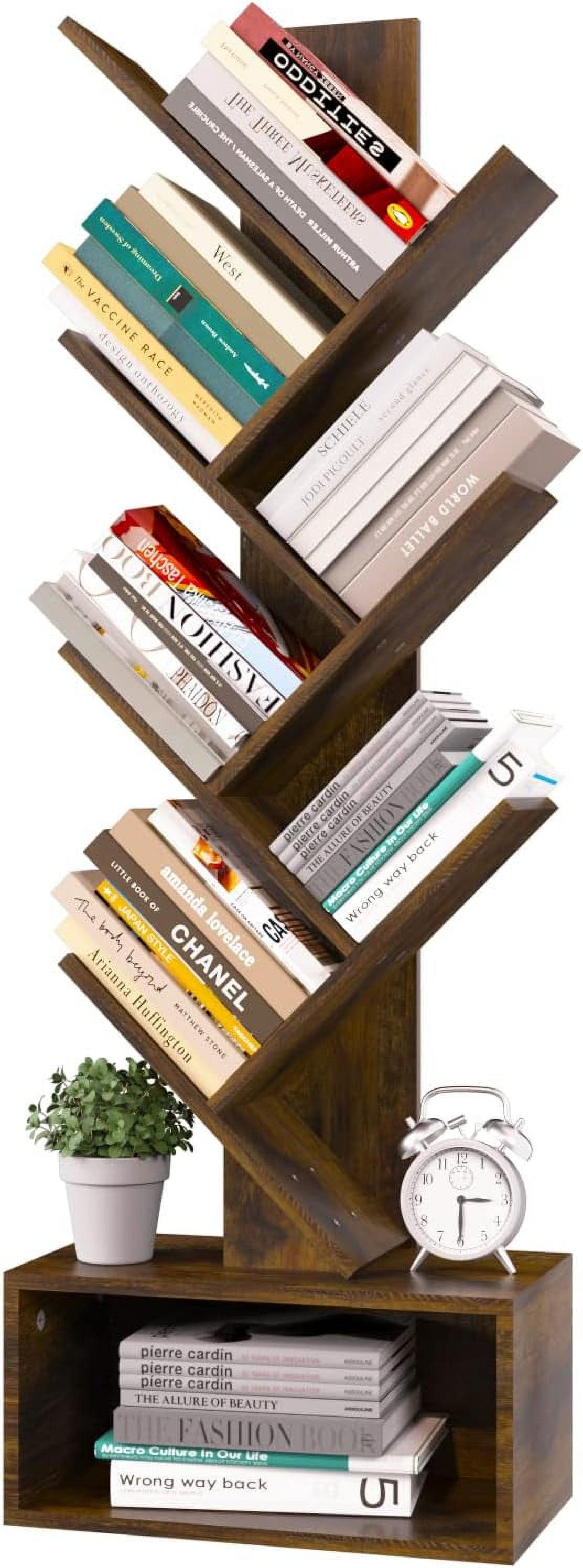 Rustic Brown 6-Tier Tree Bookshelf with Manufactured Wood