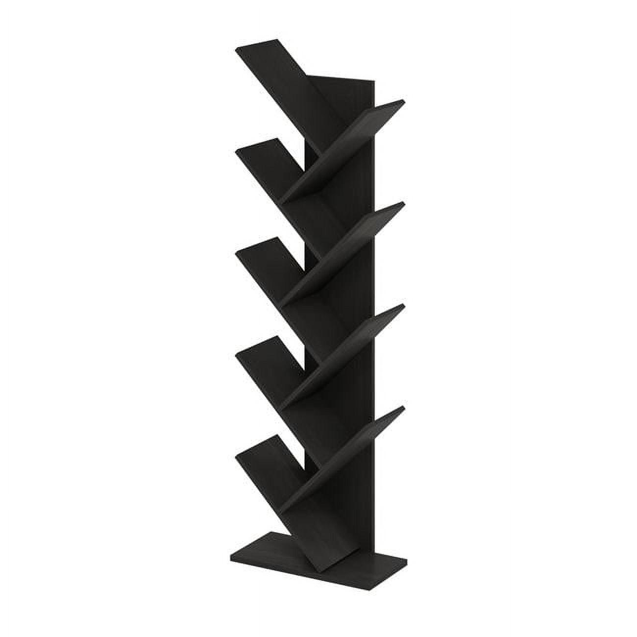 Espresso 9-Tier Lightweight Tree Bookshelf for Versatile Use