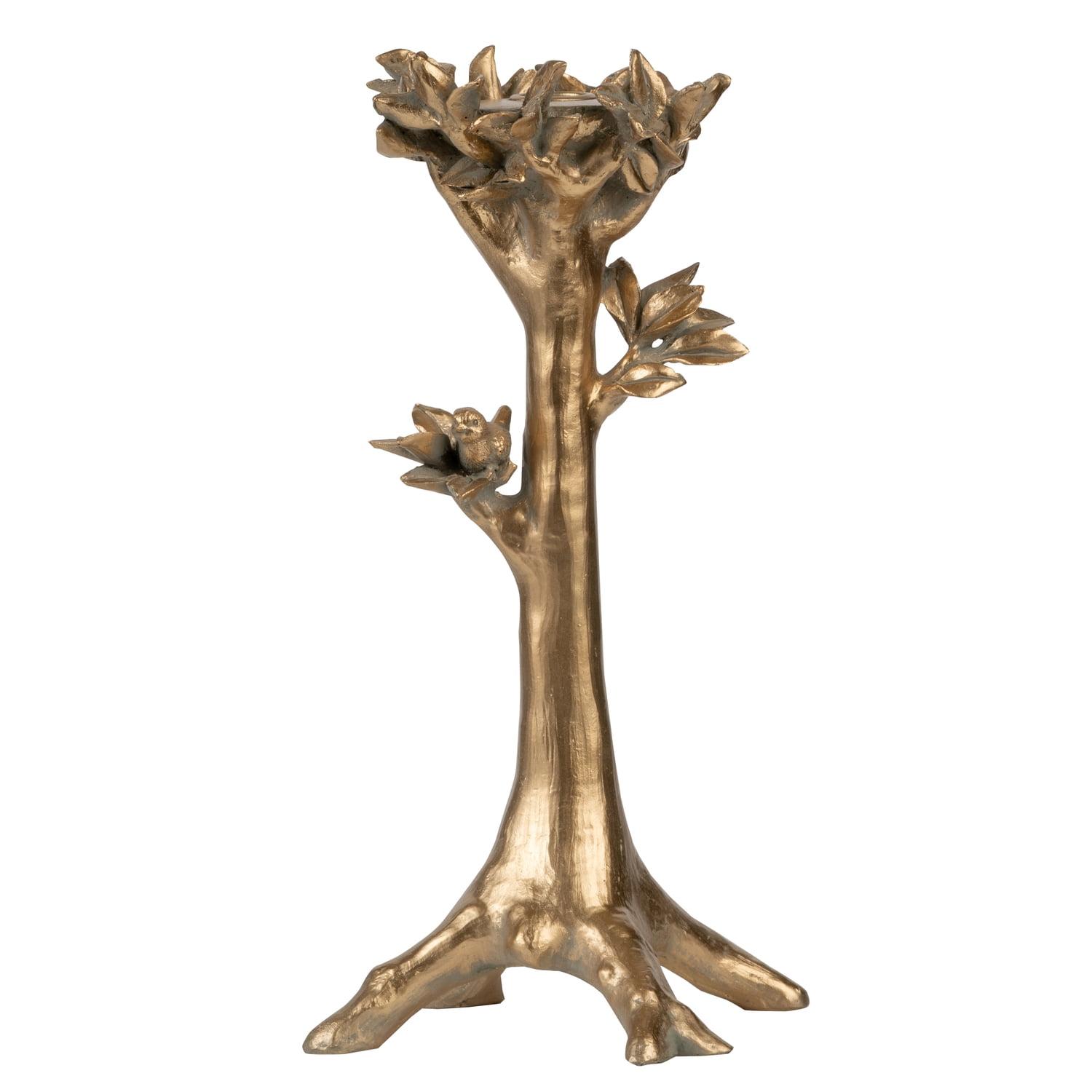 Elegant Gold Tree Design 13" Candleholder