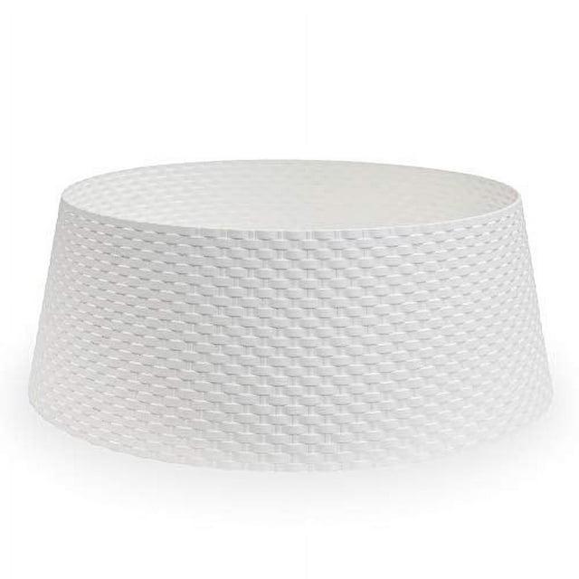 Tree Nest Wicker Christmas Tree Skirt Tree Collar (White, Medium) -Re-boxed