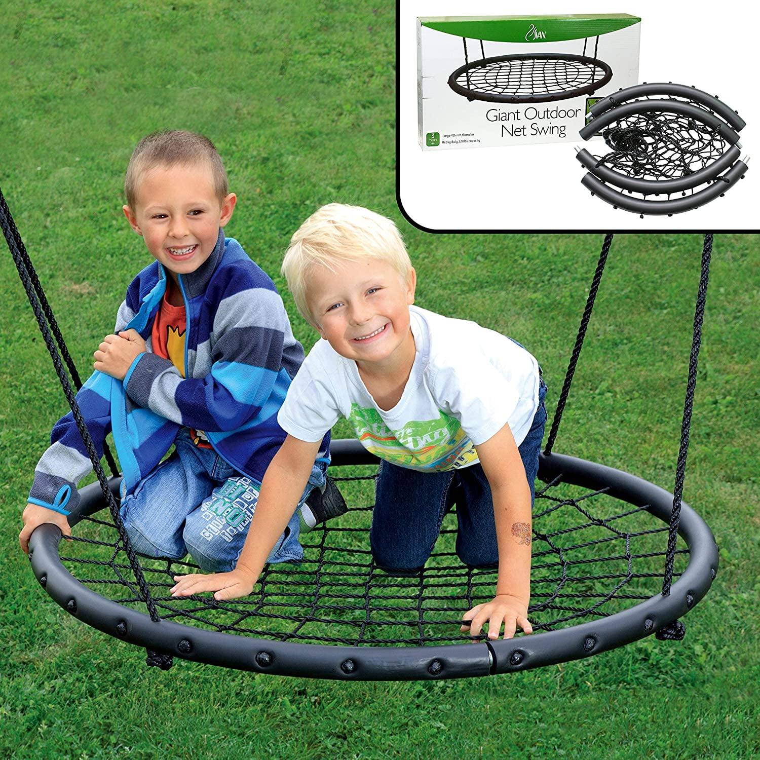 Tree Net Swing- Giant 40" Wide Two Person Outdoor Web Rope Swing Set (Holds Over 220 lbs)