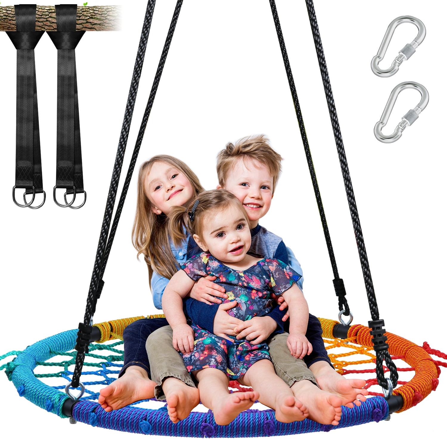 Trekassy 750lb Spider Web Swing 40" Saucer Tree Swing with Straps for Kids Outdoor Playground