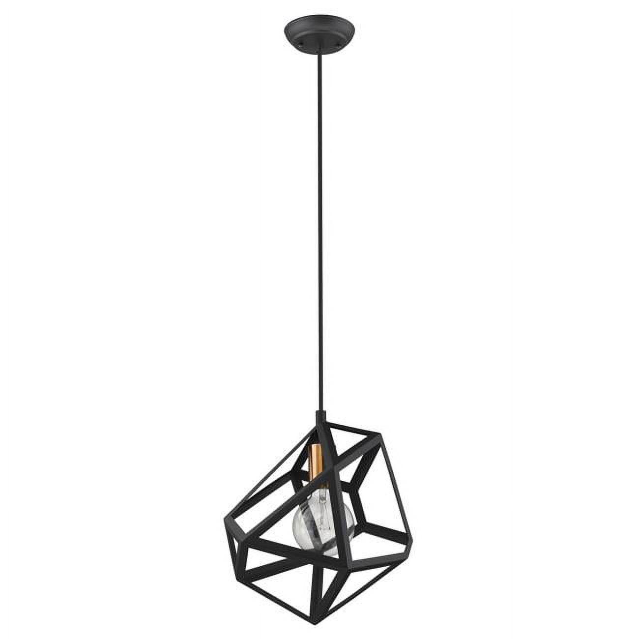 Hedron Asymmetrical Geometric Iron Pendant in Matte Black